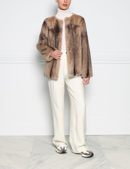 *RESERVE TODAY* Augustina's Cross Mink Jacket in Camel