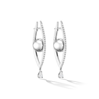 *RESERVE TODAY* Cadar Medium White Gold Reflections Hoop Earrings with White Diamonds