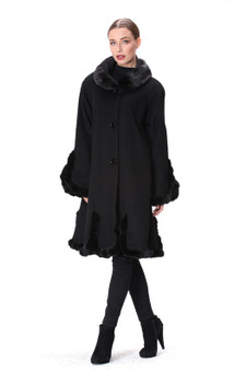 *PRE-ORDER* Augustina's Cashmere Swing Coat with Mink Fur Trim
