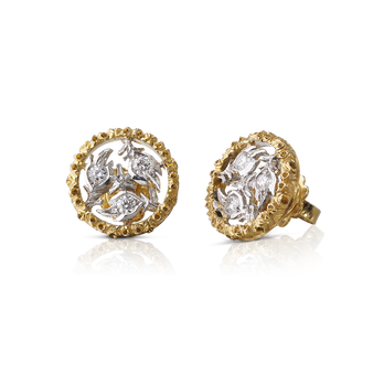 *PRE-ORDER* Buccellati Ramage Button Earrings in White and Yellow Gold