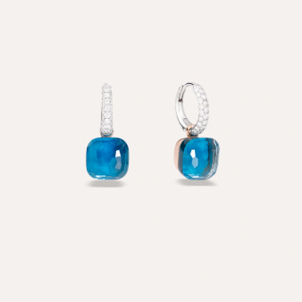 *RESERVE TODAY* Pomellato Nudo 18K Rose and White Gold London Blue Topaz and Turquoise Classic Earrings