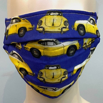 Car Printed Face Mask - Blue/Yellow