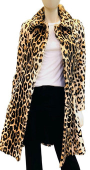 Augustina’s Reversible Leopard Printed Goat Skin Fur Coat, Size 4