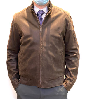 Remy Men's Leather Single Collar Jacket in Bark