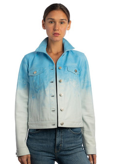 Augustina’s Dip Dyed Suede Leather Jacket in Blue
