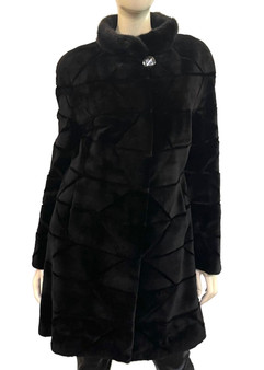 Augustina's Sheared Mink Fur Coat in Black, 36", Size Medium