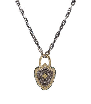 *EXCLUSIVE EVENT* Armenta 18K Yellow Gold and Blackened Sterling Silver Small Shield Pendant Necklace