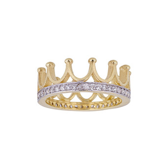 Tanya Farah 18K Gold Diamond Classic Crown Ring