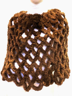 *PRE-ORDER* Paula Lishman Hand-Knit Sheared Beaver Crochet Tube Shawl in Cognac