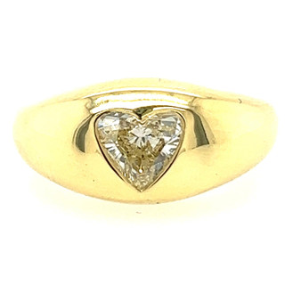 *JEWELRY POP UP* Lauren K 18K Yellow Gold Heart Shaped Diamond Gypsy Ring, Size 7