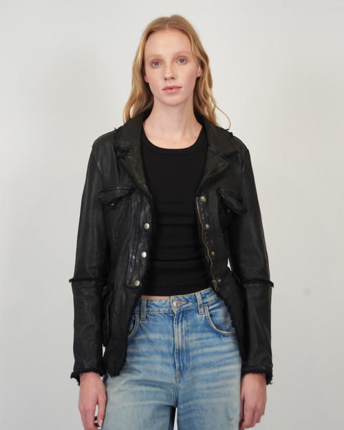 Jakett New York Meryl Washed Leather Jacket in Black, Size Medium