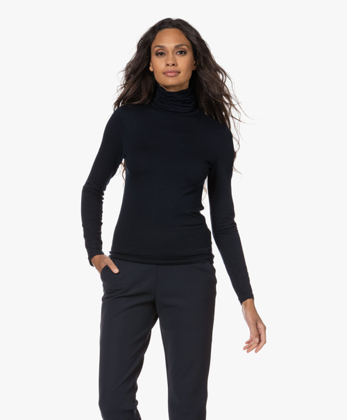 Majestic Filatures Soft Touch Long Sleeve Turtleneck in Marine, Size 4