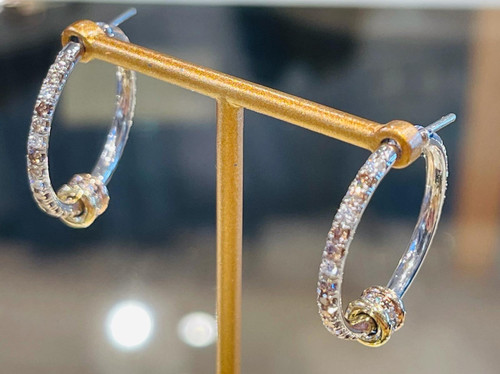 Spinelli Kilcollin 18K White Gold Argo Diamond Pave Hoop Earrings