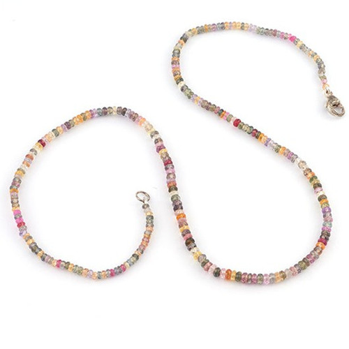 Sylva & Cie. Oxidized Sterling Silver Multi Colored Sapphire Bead Necklace