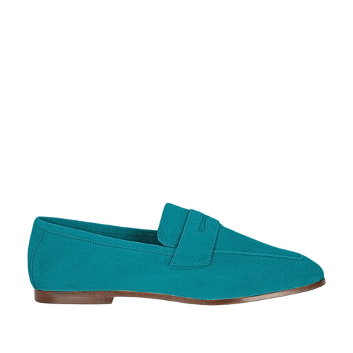 Sophique Milano Essenziale Classic Suede Loafer in Teal, Size 40