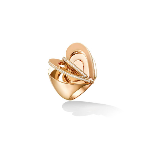 Cadar Rose Gold Endless Cocktail Ring with White Diamonds, Size 6.5