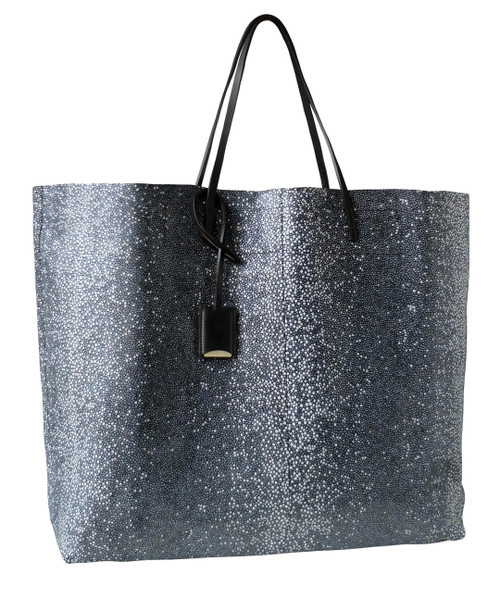 Linde Gallery St. Barth Gouverneur Galuchat Printed Suede Bag in Black, Large