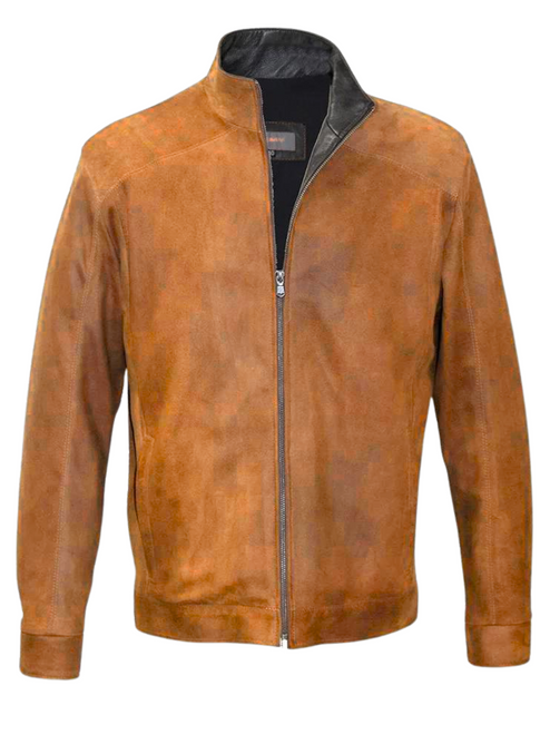 Remy Men's Classic Style Leather Jacket in Desert/Cognac