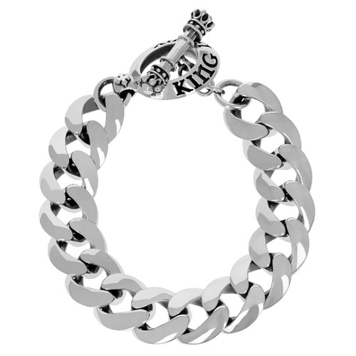 King Baby Studio Smooth Link Bracelet with T-Bar and Toggle, Size Large