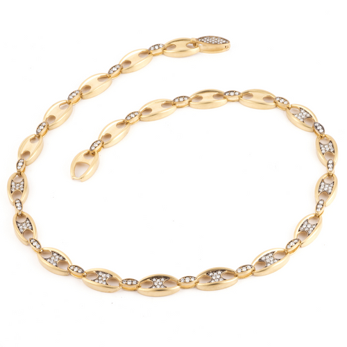 *COMING SOON* Sylva & Cie. 18K Yellow Gold Oval Diamond Link Necklace, 18"