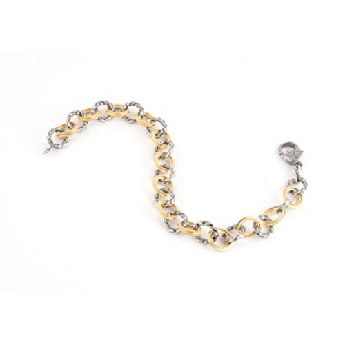 *RESERVE TODAY* Sylva & Cie. 18K Yellow Gold and Platinite Two Tone Pyrite Chain Bracelet