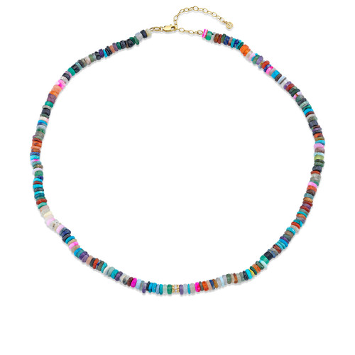 *RESERVE TODAY* Sydney Evan Kid's Collection Gold & Diamond Rondelle Rainbow Heishi Necklace, 18"