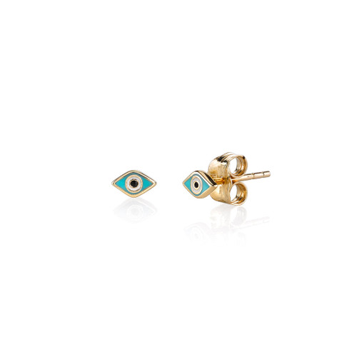 *RESERVE TODAY* Sydney Evan Kid's Collection Gold & Enamel Mini Evil Eye Stud Earrings