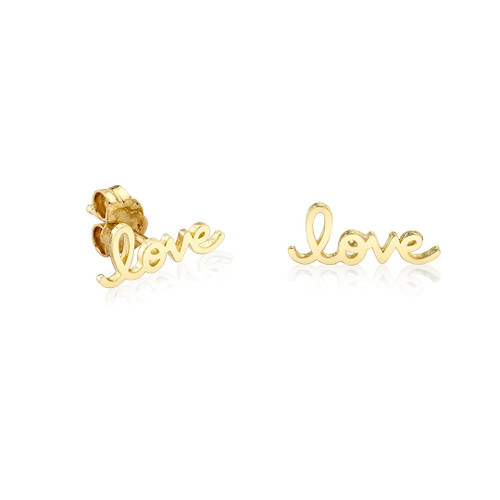 *RESERVE TODAY* Sydney Evan Kid's Collection Pure Gold Tiny Love Script Stud Earrings