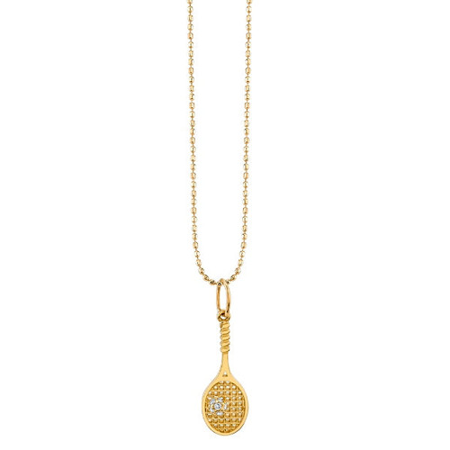 *RESERVE TODAY* Sydney Evan Kid's Collection Gold & Diamond Tennis Racquet Necklace, 16"