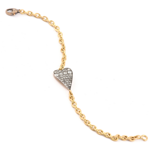 Sylva and Cie Small White Diamond Heart Charm - Sabbia Fine Jewelry