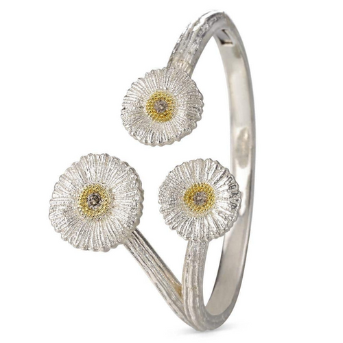 *RESERVE TODAY* Buccellati Blossoms Diamond Sterling Silver Three Daisy Bracelet