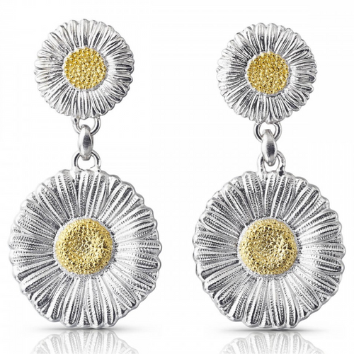 *RESERVE TODAY* Buccellati Blossoms Vermeil Sterling Silver Daisy Pendant Earrings, 7cm