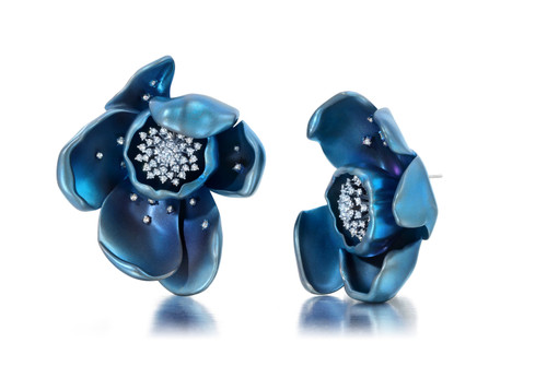 *RESERVE TODAY* Graziela Gems Large Blue Titanium Orchid Earrings