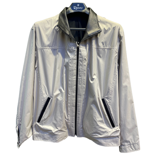 Remy Men's Reversible Microfiber Jacket in Ink/Beige/Noir, Size 44
