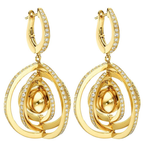 *RESERVE TODAY* Cadar Yellow Gold Water Duality Earrings with White Diamonds