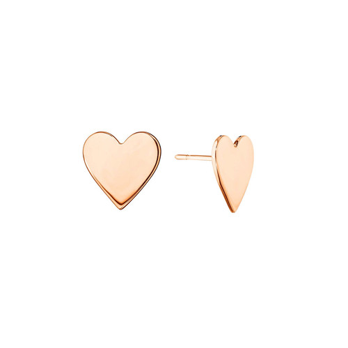 18K Yellow Gold Wings of Love Large Folded Studs - 18mm Hearts