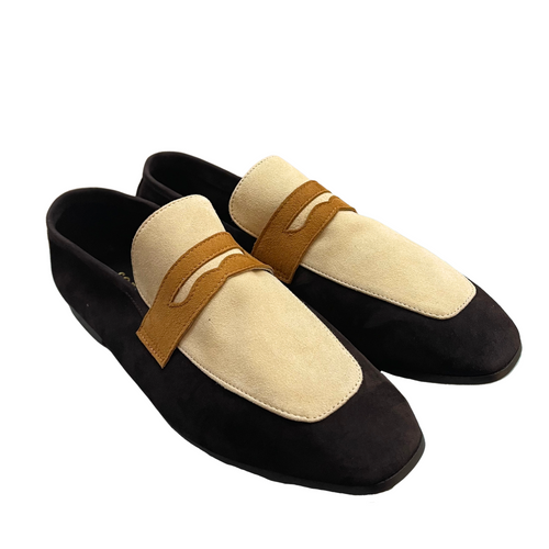 Sophique Milano Essenziale Tricolor Suede Loafer in Brown, Sand & Cognac