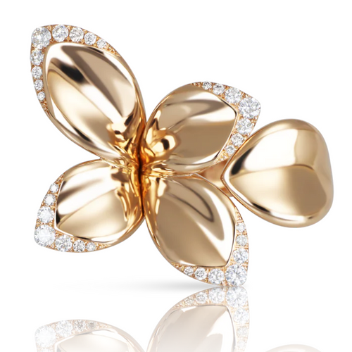 *RESERVE TODAY* Pasquale Bruni Giardini Segreti 18K Rose Gold Five Leaves Small Flower Ring with White Diamonds