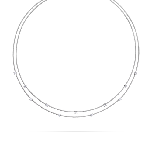 Paul Morelli 18K White Gold Double Unity Necklace With 11 Diamonds, Small