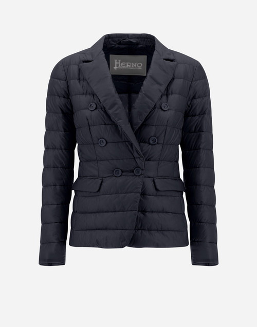 Herno Nylon Ultralight Double Breasted Blazer in Black