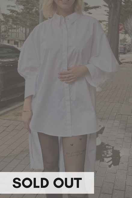 Oscar de la Renta High Low Oversized Shirt in White, Size 16