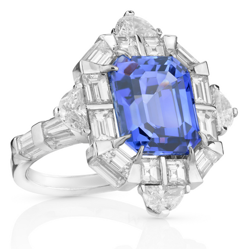 *JEWELRY EVENT* Paul Morelli 18K White Gold Moderne Blue Sapphire and Diamond Ring
