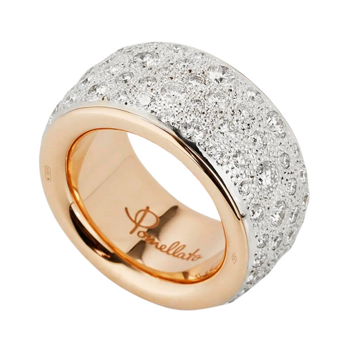 Pomellato Iconica 18K Rose Gold Maxi Ring with Diamonds, Size 56