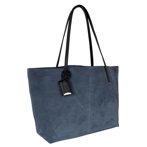 Linde Gallery St. Barth Gouverneur Suede Velour Bag in Denim, Small