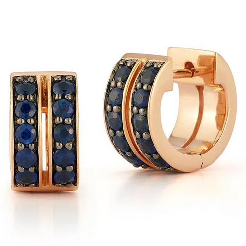 *RESERVE NOW* Walters Faith Classic 18K Gold & Blue Sapphire Double Row Huggie Earrings