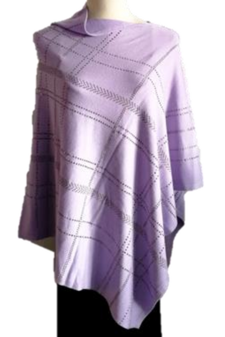 Augustina's Embellished Stripped Poncho in Purple