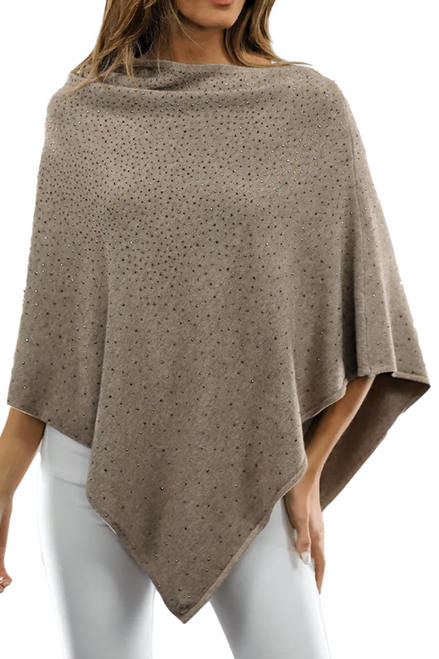 Augustina's Poncho with All Around Embellishments in Oatmeal