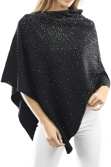 Augustina's Poncho with All Around Embellishments in Black