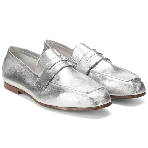 Sophique Milano Essenziale Classic Leather Loafer in Silver