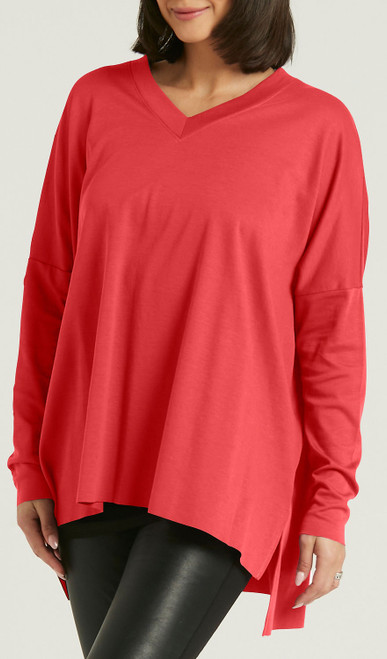 PLANET by Lauren G Pima Cotton Ultimate V Tee in Garnet